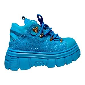 Chunky Sparkly Blue Platform Shoes